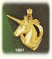 14K Gold Textured Unicorn Charm