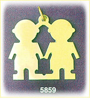 14K Gold Engraveable Twin Boys Plate Charm