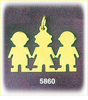 14Kt Gold Engraveable Triplet Plate Charm
