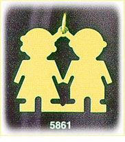14Kt Gold Engraveable Twin Boy And Girl Plate Charm
