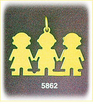 14K Gold Engraveable Triplet Plate Charm