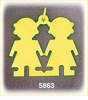 14K Gold Engraveable Twin Girls Plate Charm