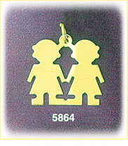 14Kt Gold Engraveable Twin Girls Charm