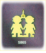 14K Gold Engraveable Twin Girls Charm