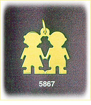 14Kt Gold Engraveable Twins Plate Charm