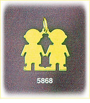 14K Gold Engraveable Twin Boys Charm