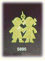 14Kt Gold Twin Boy & Girl Charm