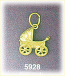 14K Gold Baby Stroller Charm