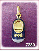 14Kt Gold Blue Enamel Baby Shoe Charm
