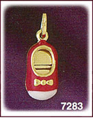 14K Gold Pink Enamel Baby Shoe Charm