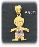 14K Gold Birthstone Baby Boy Charm