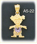 14K Gold Birthstone Baby Girl Charm
