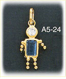 14K Gold Rectangle Birthstone Baby Charm