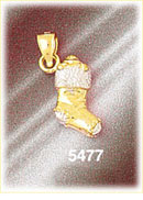14K Gold 3D Two Tone Christmas Stocking Charm