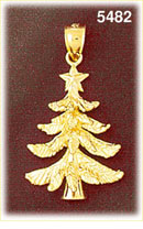 14K Gold Christmas Tree With Star Pendant
