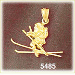 14K Gold 3D Santa Skiing Charm