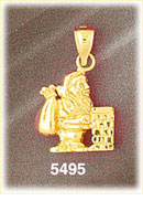 14K Gold 3D Santa Claus w/Bag Of Toys Charm