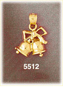 14K Gold Christmas Bells Charm