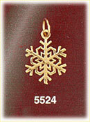 14K Gold Wintery Snowflake Charm