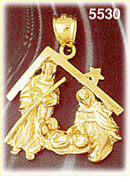 14K Gold Nativity Pendant