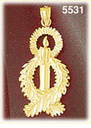 14K Gold Christmas Candle Pendant