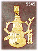 14K Gold Snowman Pendant