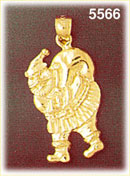 14K Gold Santa Claus Carrying Bag Of Toys Pendant