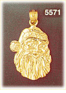 14K Gold Santa Claus Face Pendant