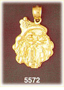 14K Gold Jolly Santa Claus Face Pendant