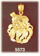 14K Gold Santa Claus Face Christmas Pendant