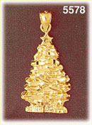 14K Gold Glistening Christmas Tree Pendant