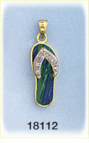 14K Gold Opal Flip Flop Diamond Charm