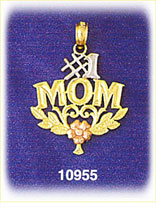 14K Tri Color Gold #1 Mom Charm