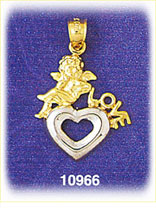 14K Two Color Gold Baby Angel Charm