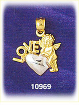 14K Two Color Gold Love Charm