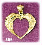 14Kt Gold Eagles Designer Heart Charm