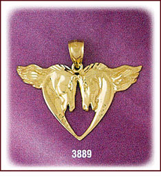 14Kt Gold Horse Designer Heart Charm