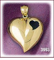 14 Kt Yellow Gold Floating Heart Charm