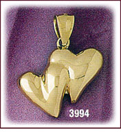 14Kt Gold Floating Hearts Charm
