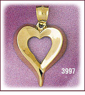14 Karats Gold Floating Heart Charm