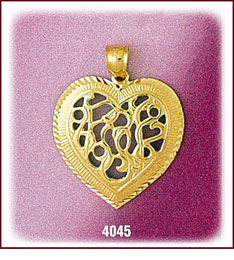 14Kt Gold Designer Heart Charm