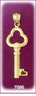 14K Gold Key Charm