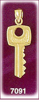 Contemporary 14Kt Gold Key Charm