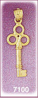 14K Solid Gold Key Charm