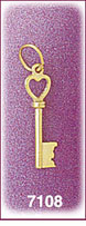 14Kt Solid Gold Heart Key Charm
