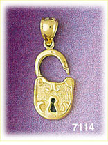 14Kt Gold Open Lock Charm