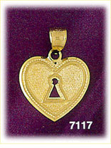 14K Gold Lock Heart Charm