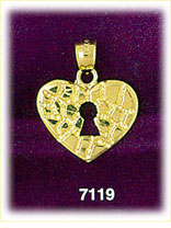 14K Solid Gold Lock Heart Charm