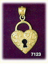 14 Karat Solid Gold Lock Heart Charm