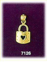 14 Kt Gold Lock Heart Charm